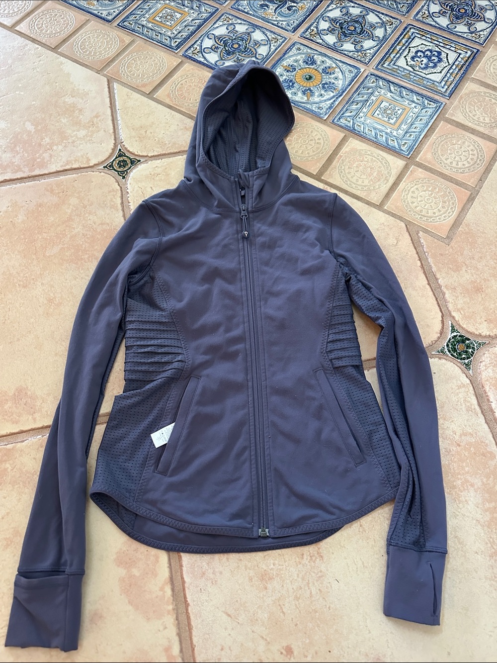 Ivivva Hooded Active Jacket in Deep Slate Blue scuba hood jacket
